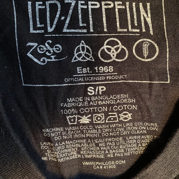 Led Zepplin T-shirt Unisex Small.  Black,100% cotton, yellow graphics, pre-owned - Picture 4 of 4